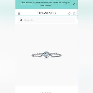 Tiffany Color by the Yard Ring in Silver with an Aquamarine size 6.5～7